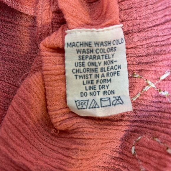 Only Necessities Midi Dress 18 W Coral Ruffles‎ Embroidery Gauzy Coastal Beachy - Picture 9 of 13